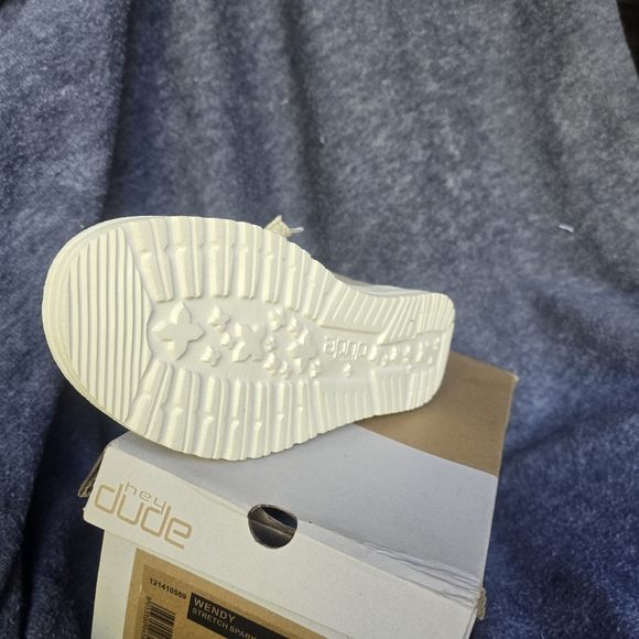 Ladies Hey Dude shoes. Gold shimmer color. - Picture 6 of 6